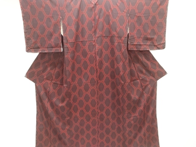 JAPANESE KIMONO / ANTIQUE TAISHO ROMANTIC TORTOISESHELL PATTERN WOVEN
